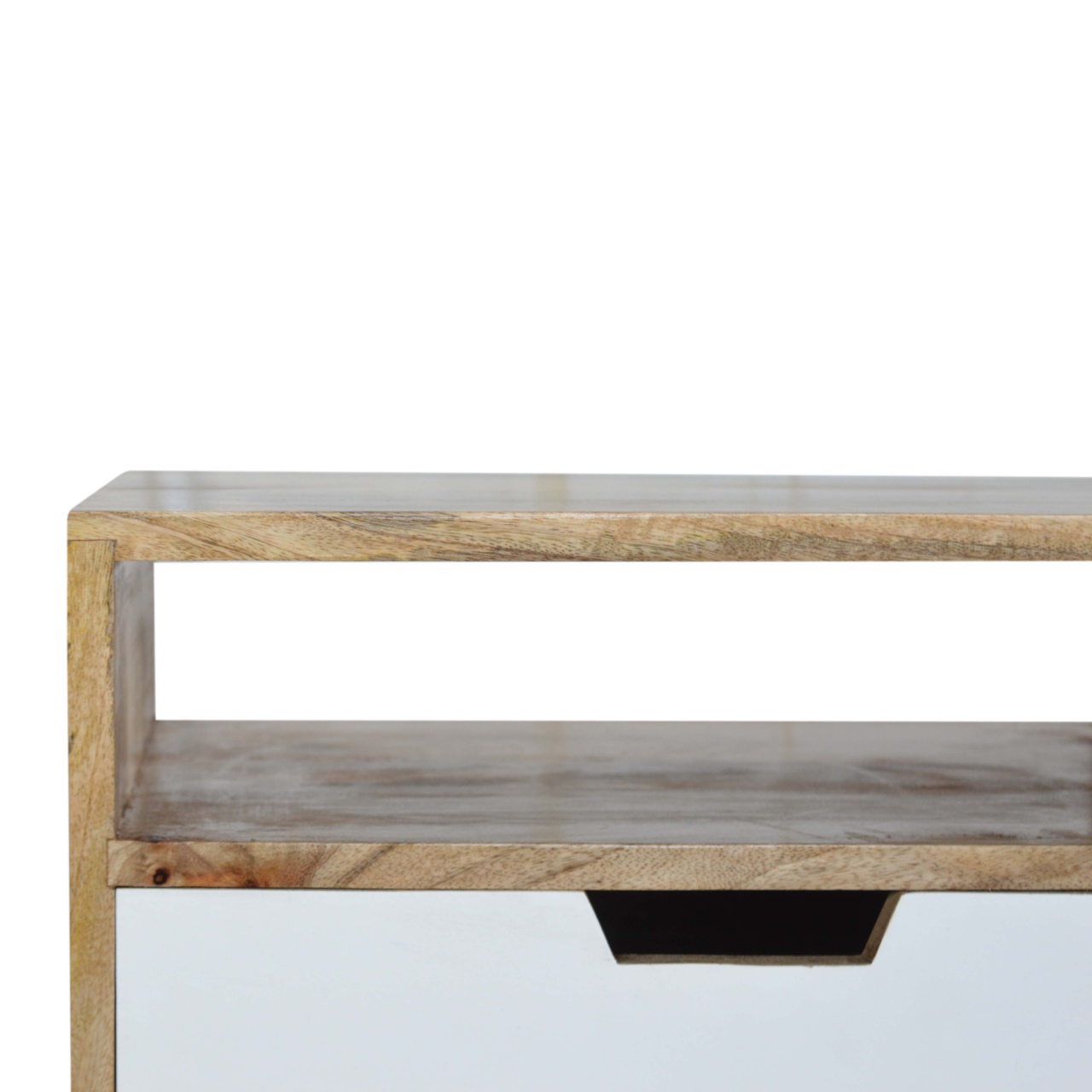 Solid Mango Wood Two Tone Scandinavian Style 1 Drawer Cabinet - Image 7