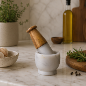 Solid Mango Wood Small Marble Pestle and Mortar