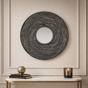 Solid Mango Wood Round Nested Mirror