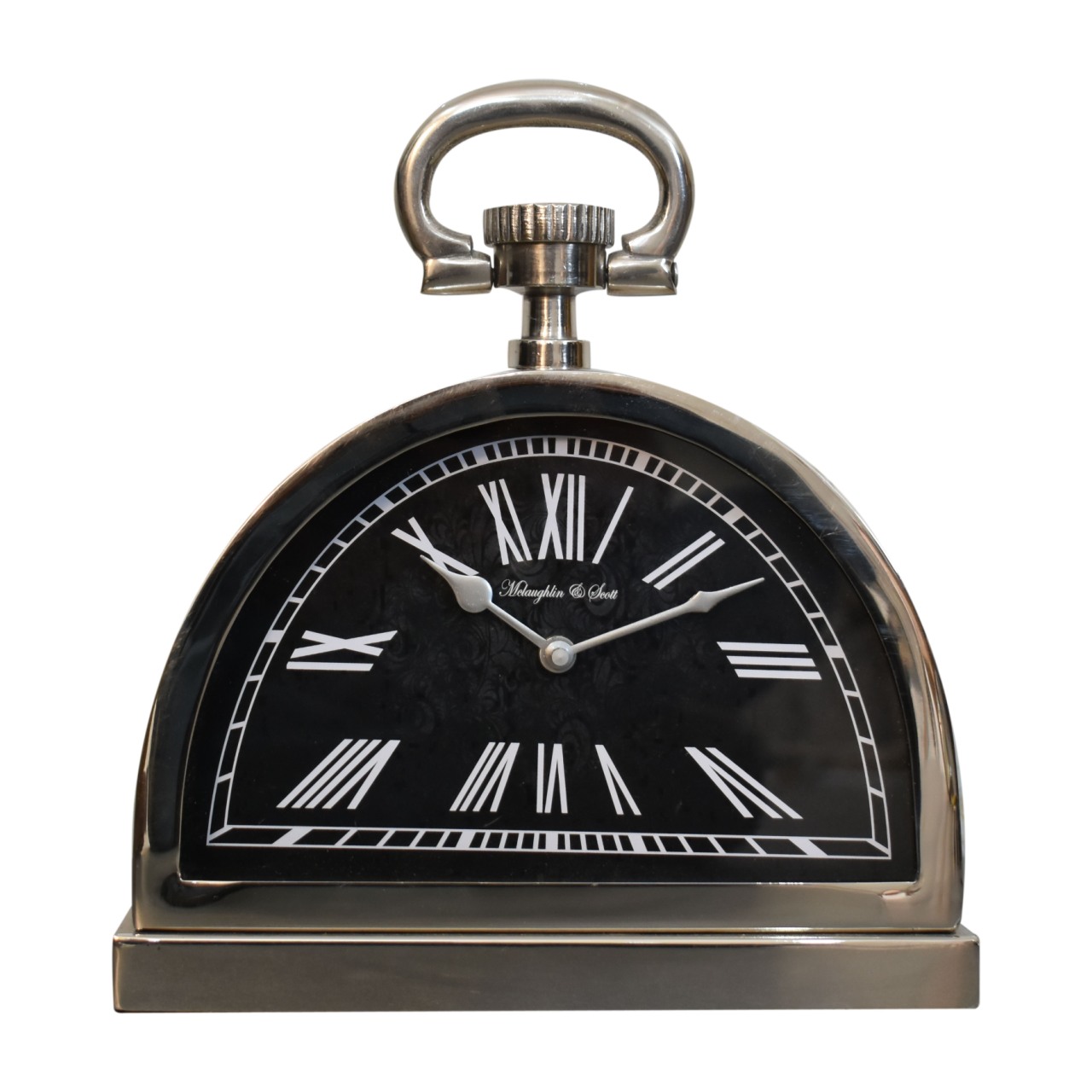 Solid Mango Wood Black and Chrome Table Clock