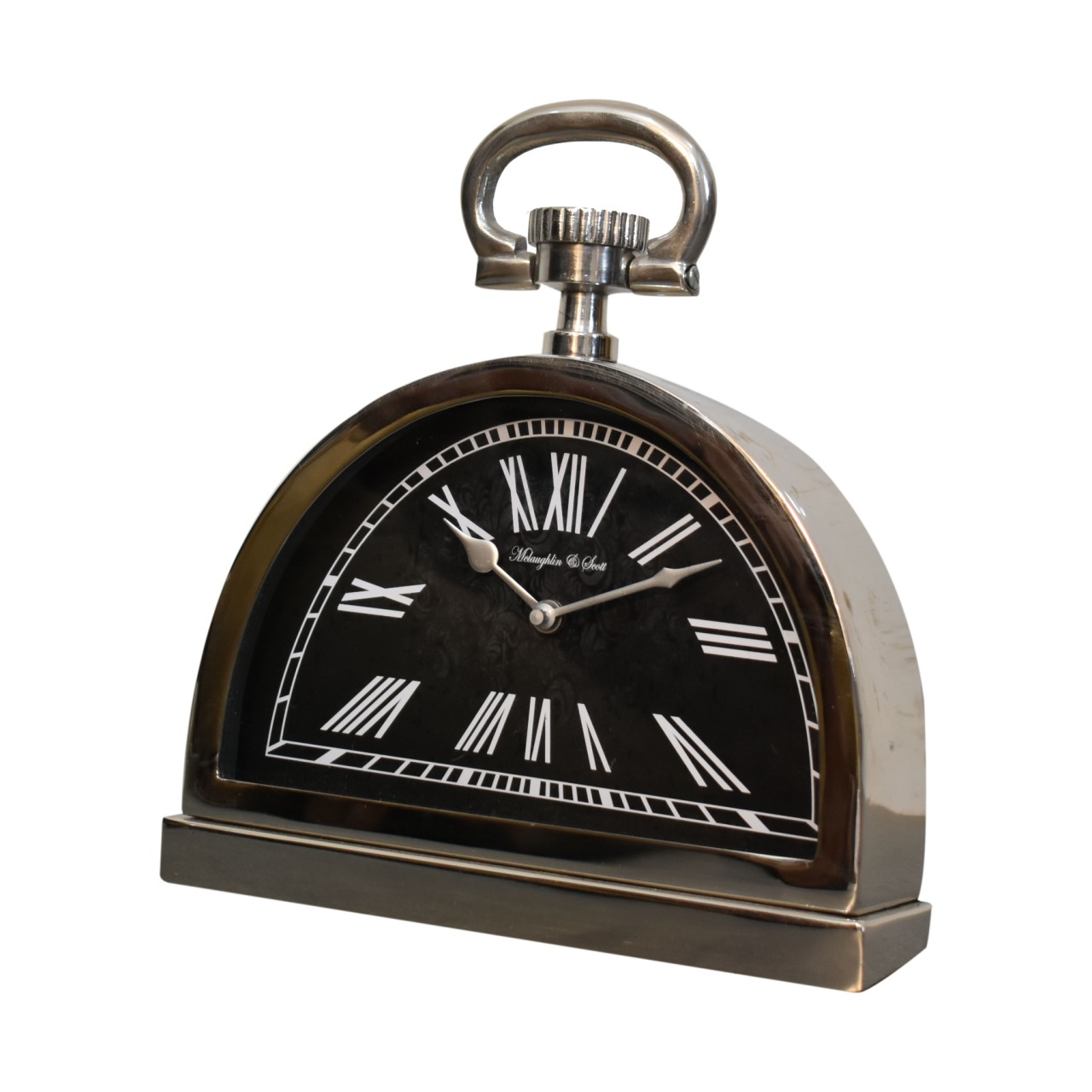 Solid Mango Wood Black and Chrome Table Clock - Image 2