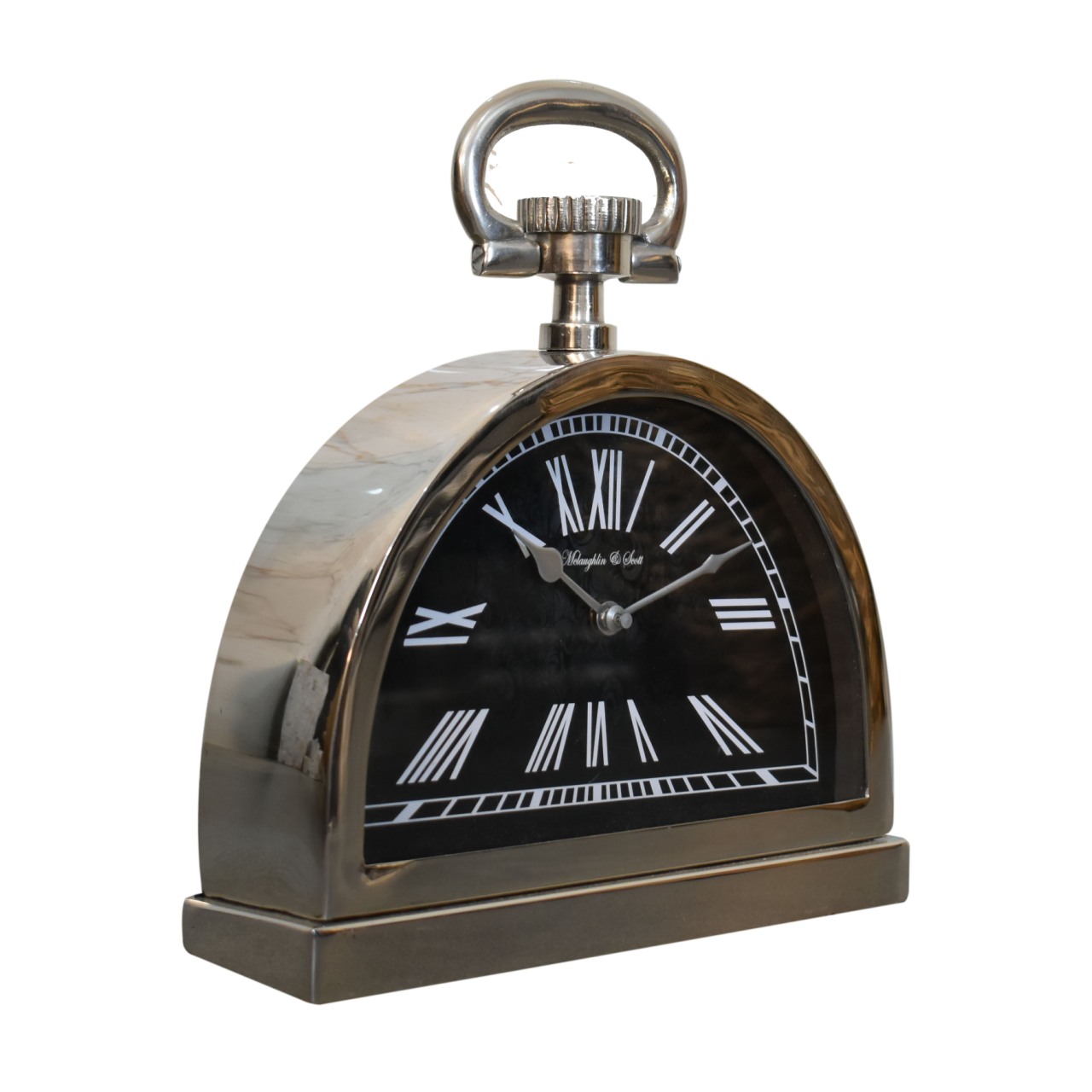 Solid Mango Wood Black and Chrome Table Clock - Image 3