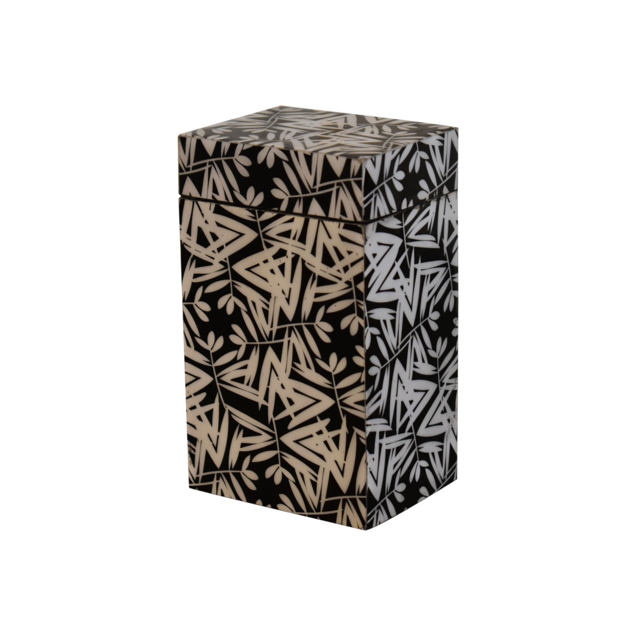 Solid Mango Wood Set of 6 Pieces Black & White Aztec Print Bathroom Set - Image 6
