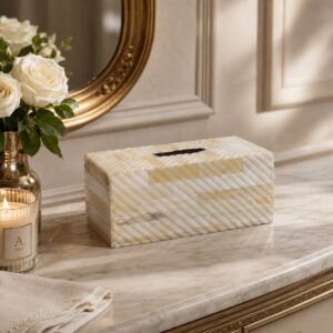 Solid Mango Wood Bone Inlay Tissue Box