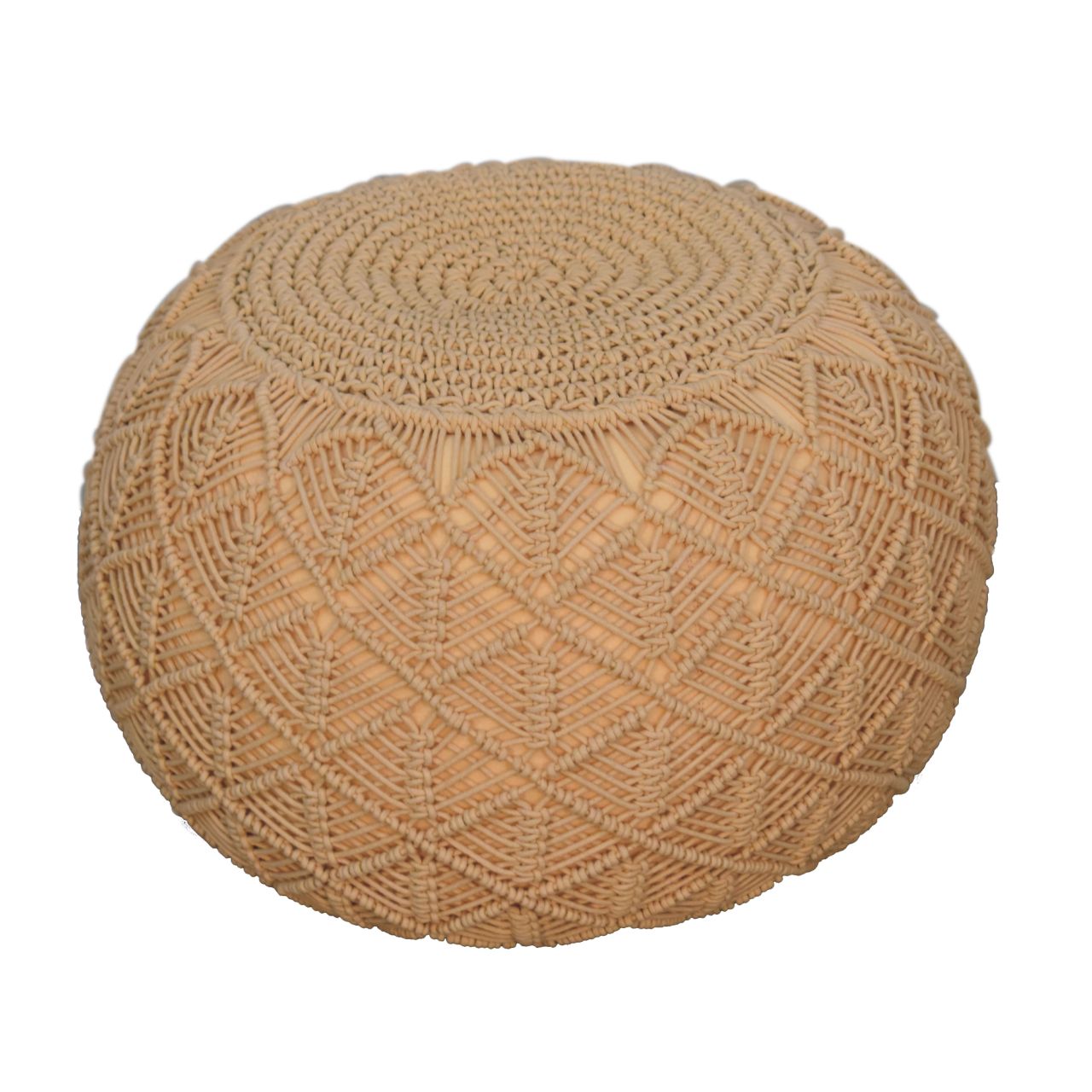 Solid Mango Wood Ansley Mustard Pouffe - Image 2
