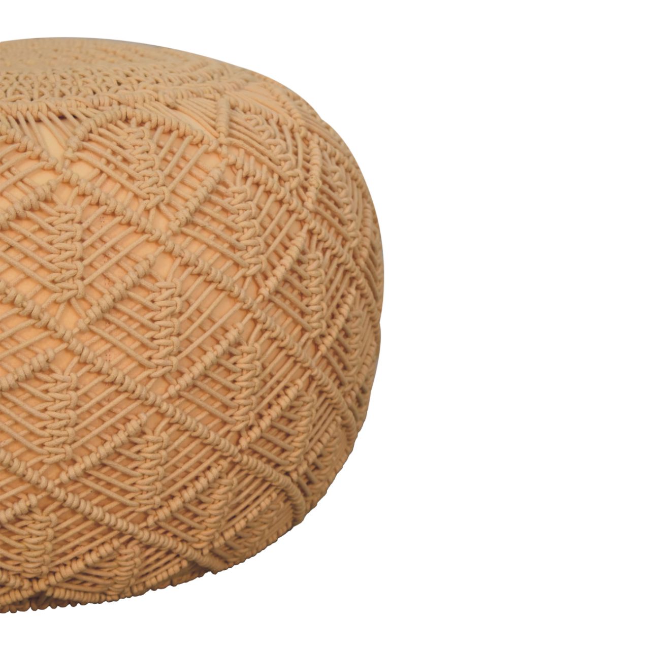 Solid Mango Wood Ansley Mustard Pouffe - Image 3