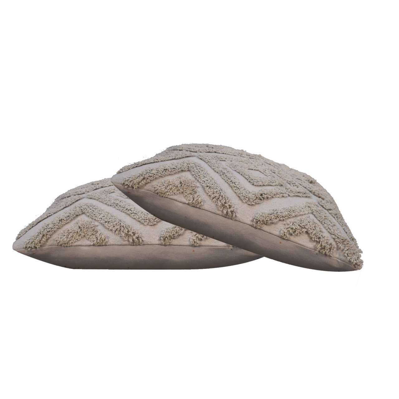 Solid Mango Wood 2 Grey Mini Diamond Tassle Cushions - Image 2