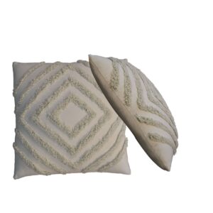 Solid Mango Wood Set of 2 Tacy Sage Green Cushions