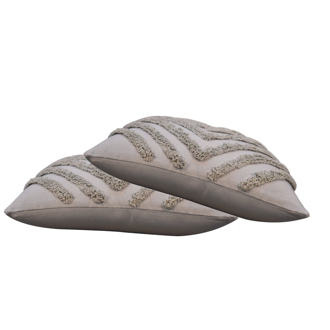 Solid Mango Wood Set of 2 Tacy Grey Cushions - Image 2