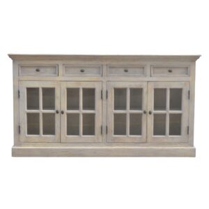 Solid Mango Wood Acid Washed Country Style 4 Drawer Glazed Sideboard