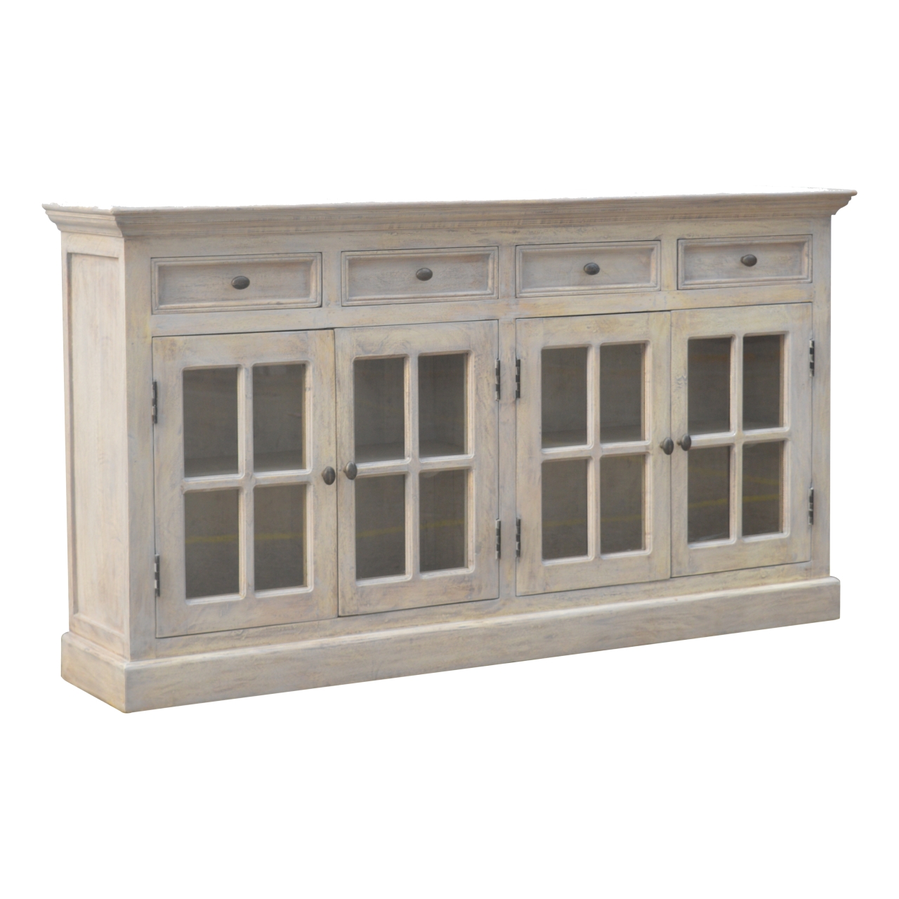 Solid Mango Wood Acid Washed Country Style 4 Drawer Glazed Sideboard - Image 3
