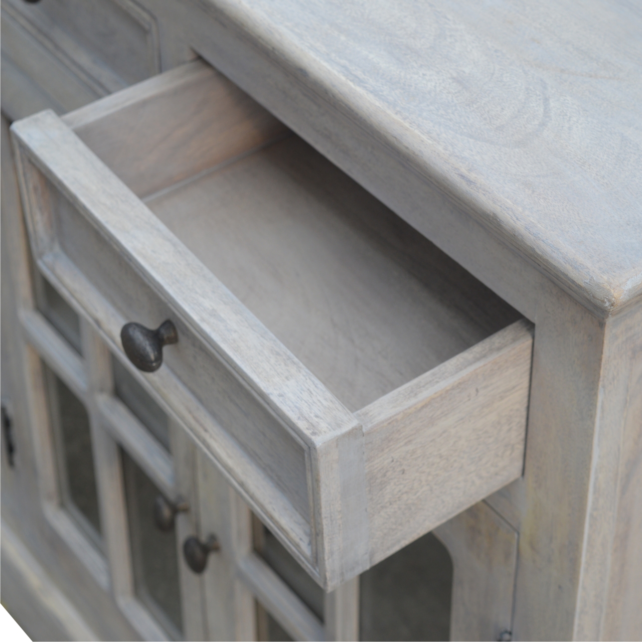 Solid Mango Wood Acid Washed Country Style 4 Drawer Glazed Sideboard - Image 4