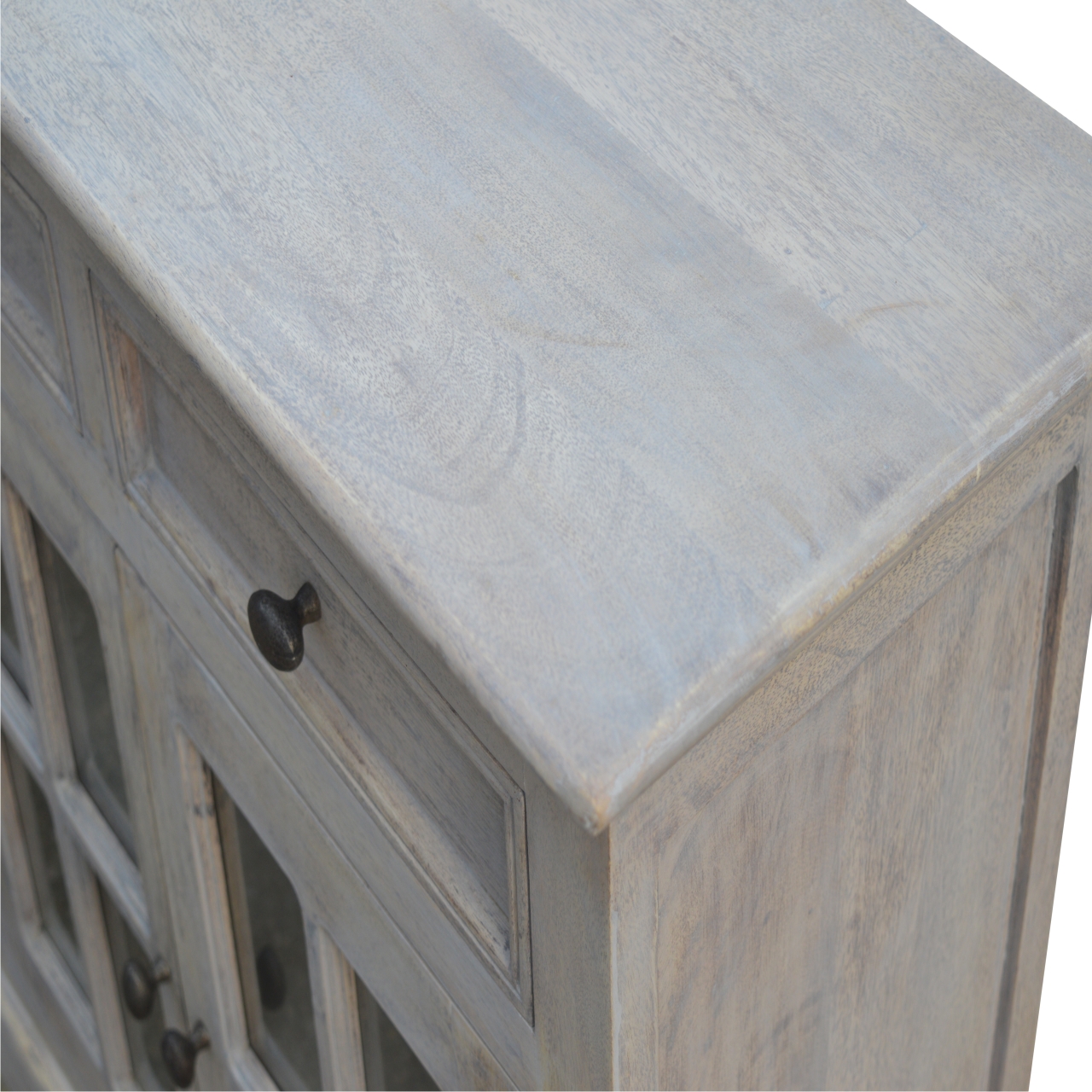 Solid Mango Wood Acid Washed Country Style 4 Drawer Glazed Sideboard - Image 6