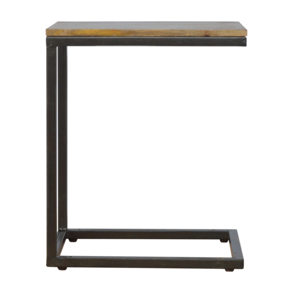 Solid Mango Wood Honey Caramel Finished Industrial Small End Table
