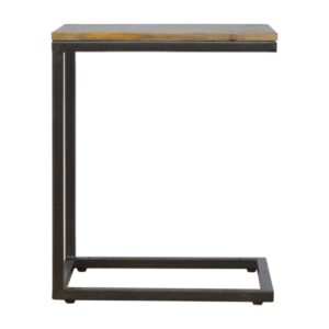 Solid Mango Wood Honey Caramel Finished Industrial Small End Table