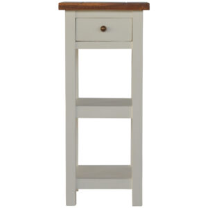 Solid Mango Wood Honey Caramel Acacia Top 1 Drawer 1 Shelf Painted Telephone Table
