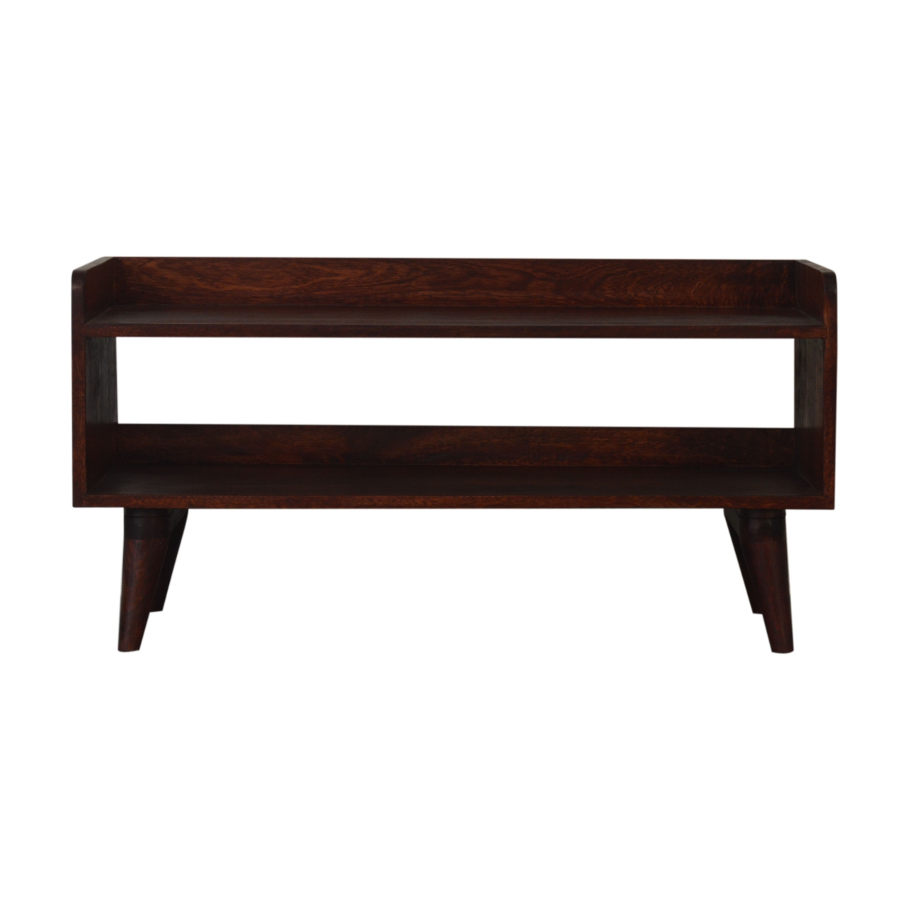 Solid Mango Wood Cherry Finished Nordic Shoe Storage Bench