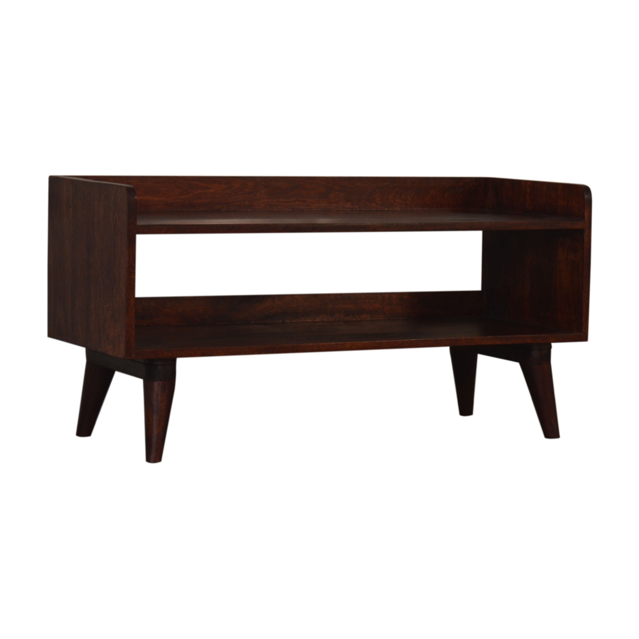 Solid Mango Wood Cherry Finished Nordic Shoe Storage Bench - Image 2