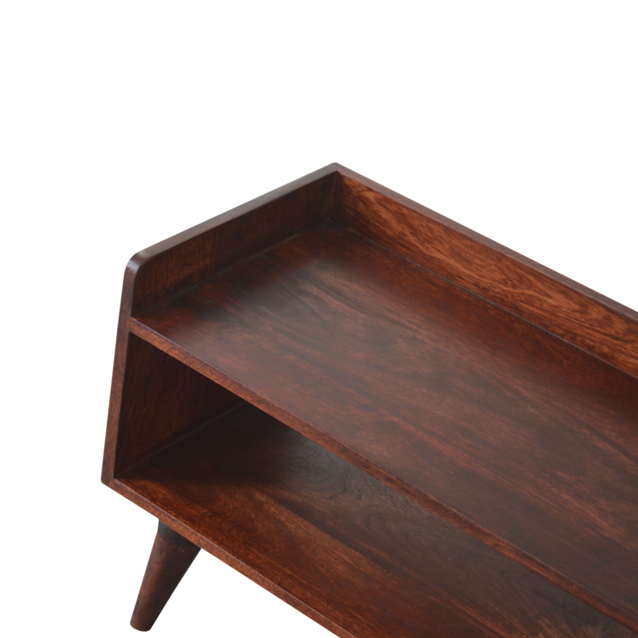 Solid Mango Wood Cherry Finished Nordic Shoe Storage Bench - Image 5