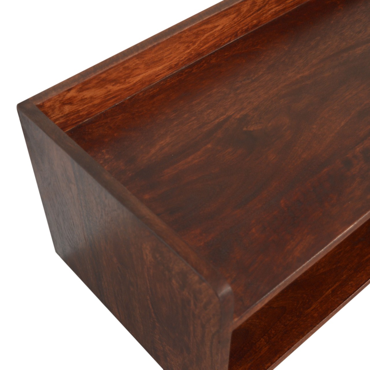 Solid Mango Wood Cherry Finished Nordic Shoe Storage Bench - Image 6