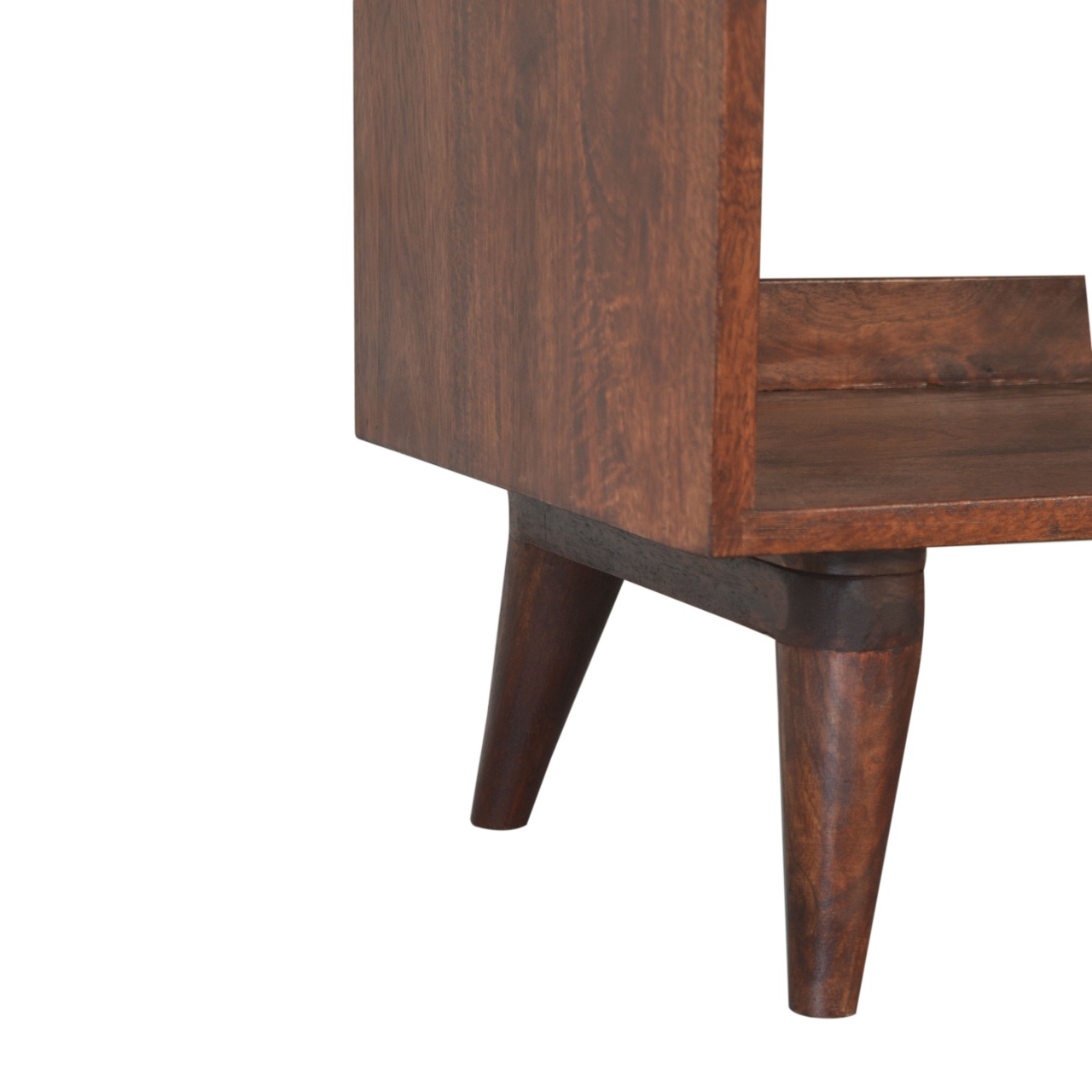 Solid Mango Wood Cherry Finished Nordic Shoe Storage Bench - Image 7