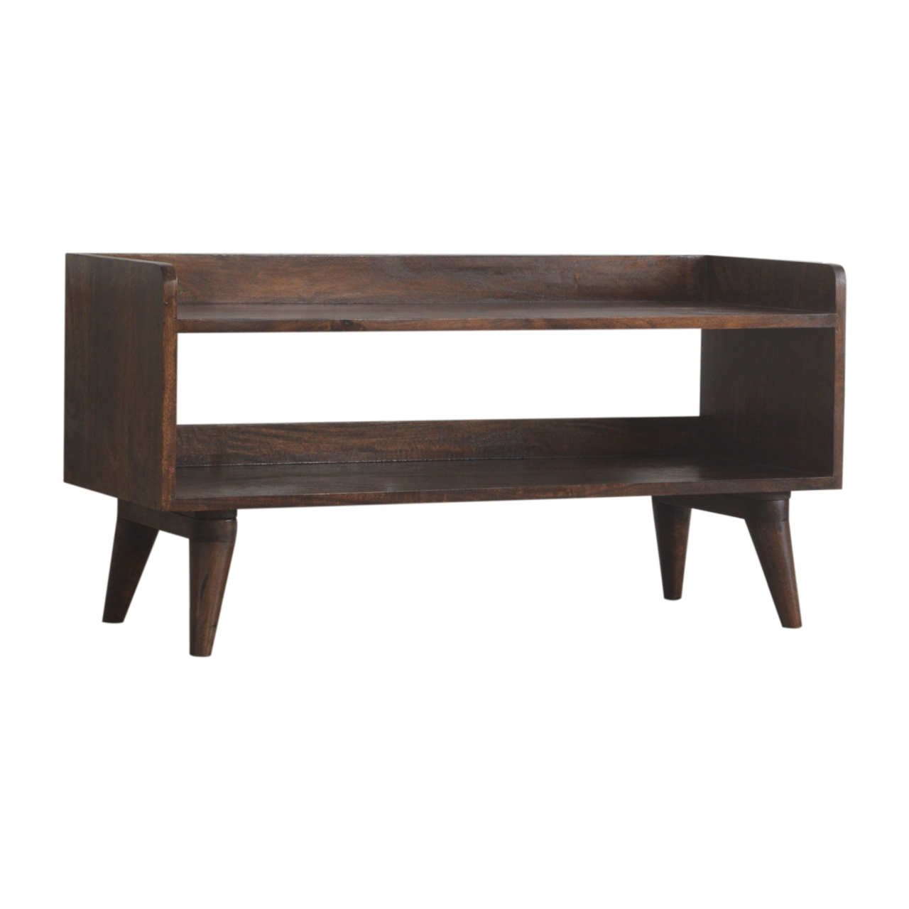 Solid Mango Wood California Walnut Finish Open Bench/Shoe Bench - Image 2