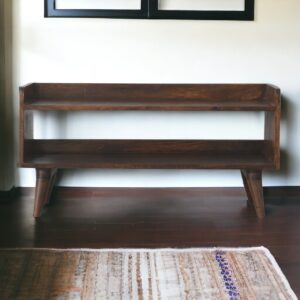 Solid Mango Wood California Walnut Finish Open Bench/Shoe Bench