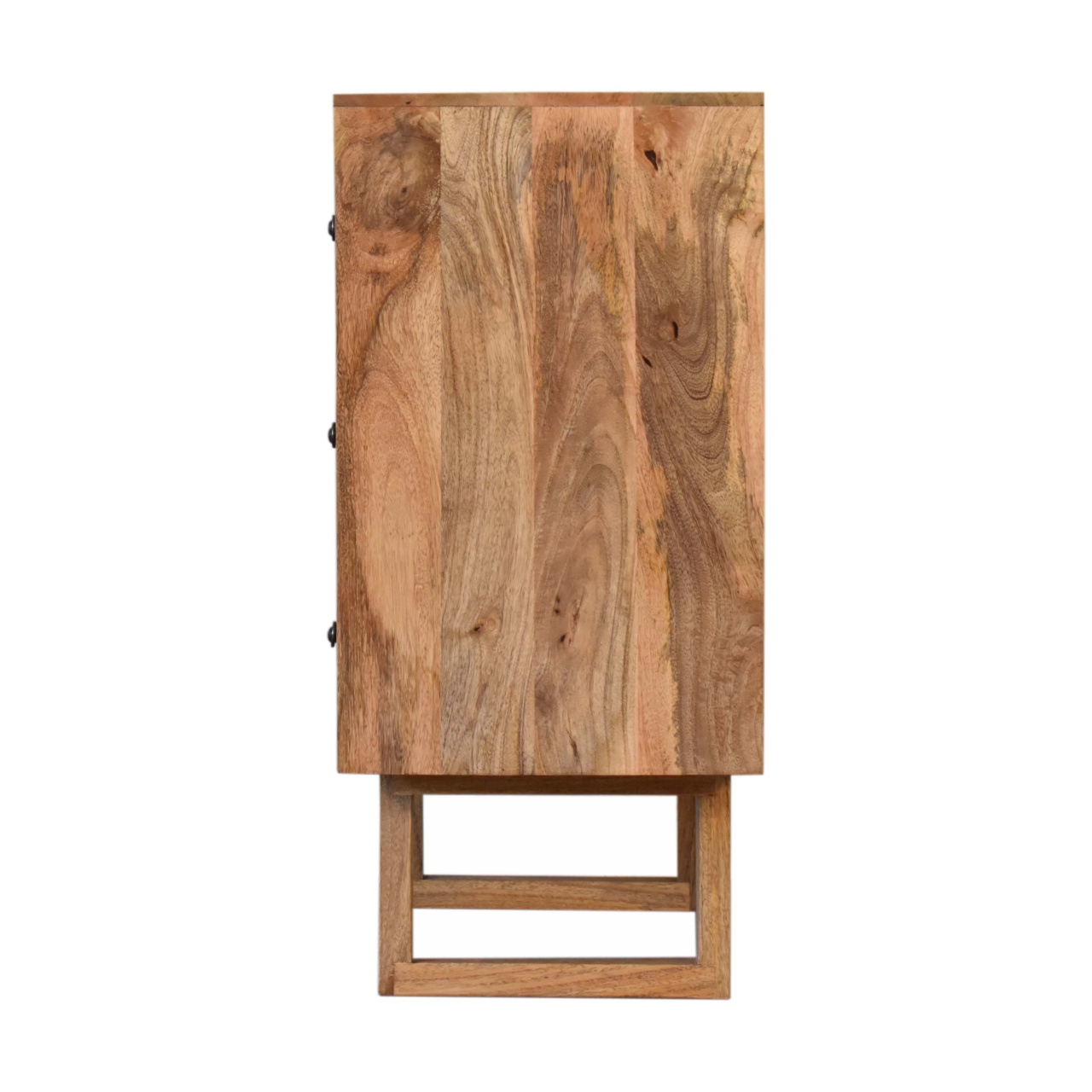 Solid Mango Wood Oak Finished 3 Drawer Pineapple Patterned Chest with 'U' Shaped Legs - Image 8