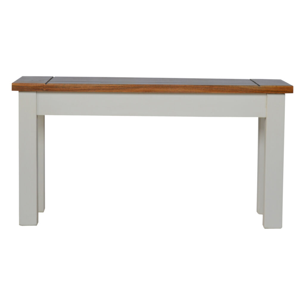 Solid Mango Wood Honey Caramel Acacia Top & Hand Painted Finish Hallway Bench