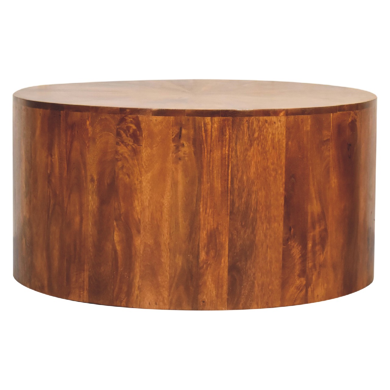 Solid Mango Wood Chestnut Finished Round Wooden Coffee Table