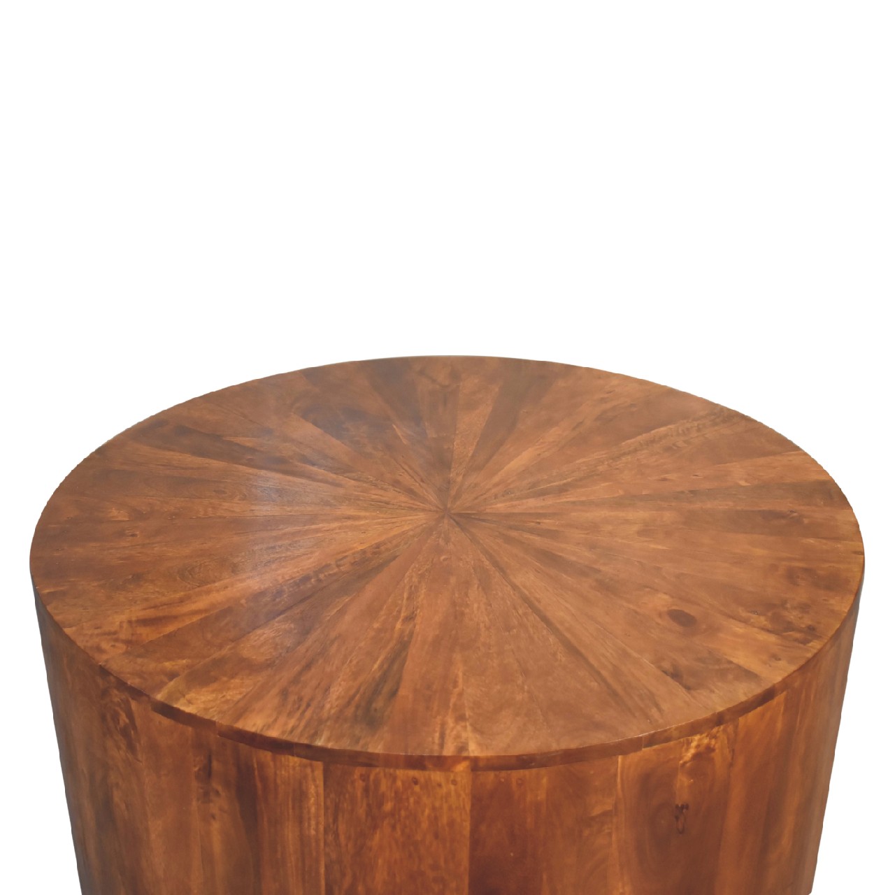 Solid Mango Wood Chestnut Finished Round Wooden Coffee Table - Image 4