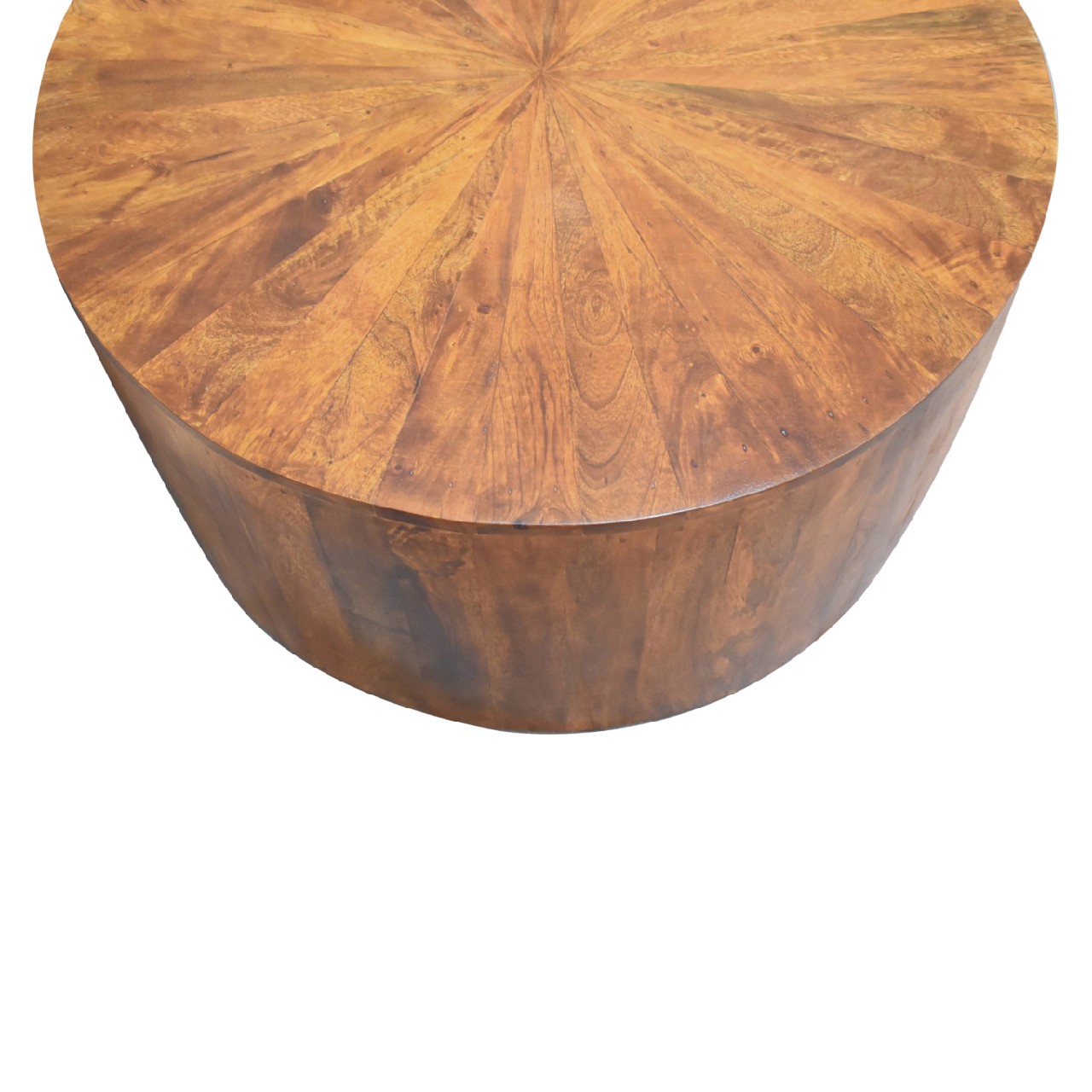Solid Mango Wood Chestnut Finished Round Wooden Coffee Table - Image 5
