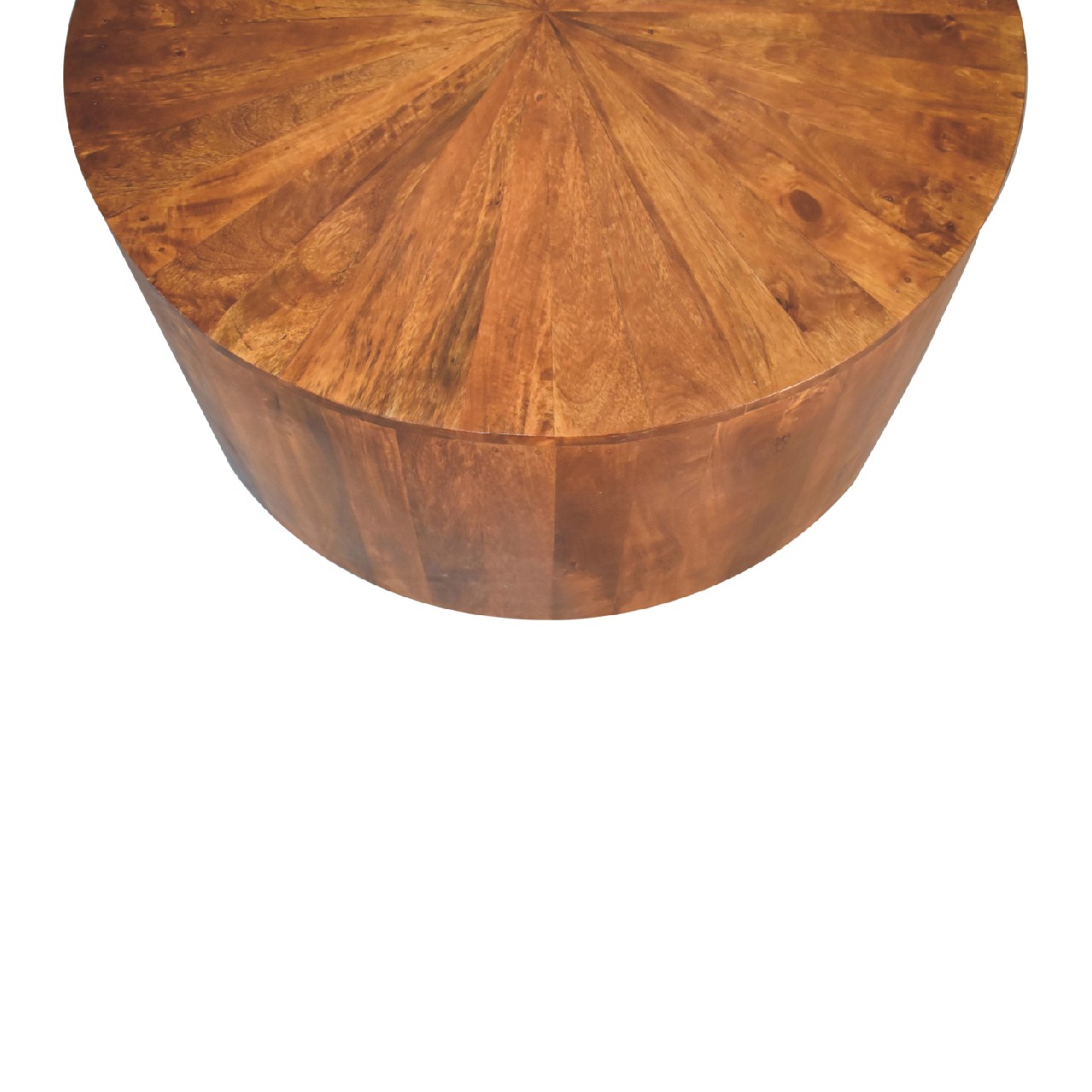 Solid Mango Wood Chestnut Finished Round Wooden Coffee Table - Image 6