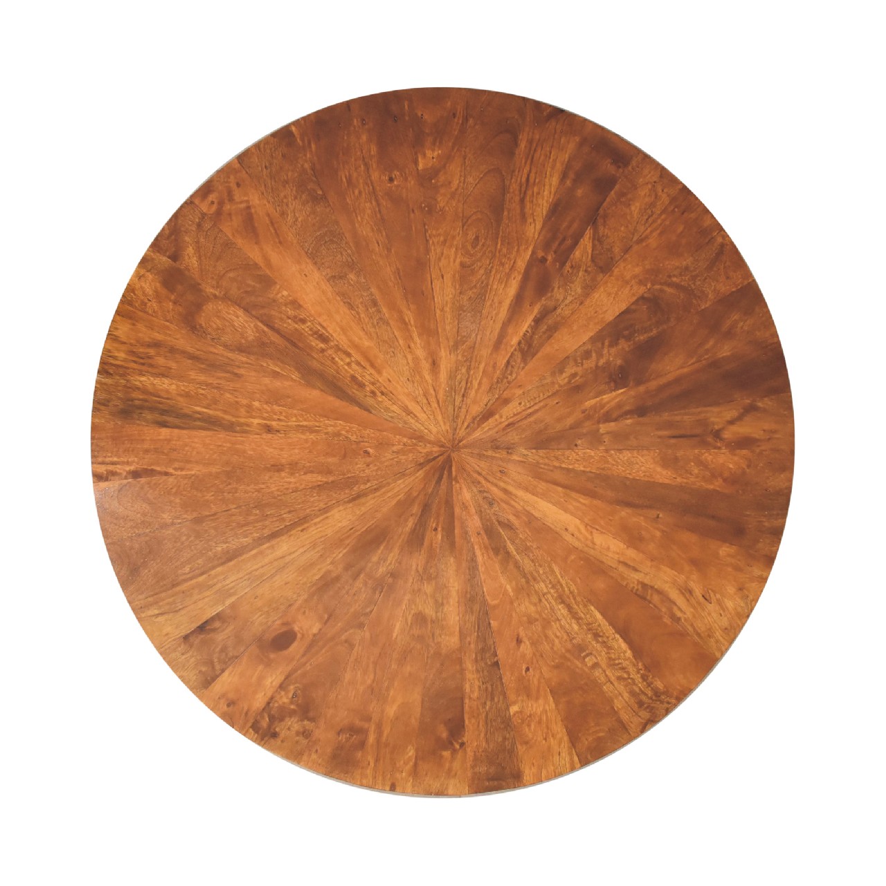 Solid Mango Wood Chestnut Finished Round Wooden Coffee Table - Image 8