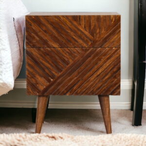 Solid Mango Wood Chestnut Finished Lille 2 Drawer Bedside