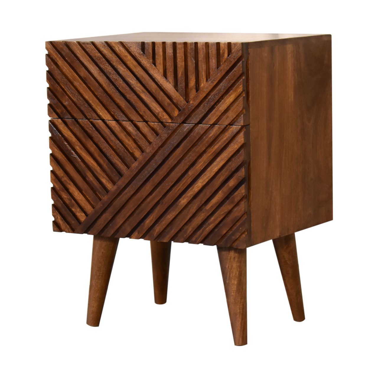 Solid Mango Wood Chestnut Finished Lille 2 Drawer Bedside - Image 2