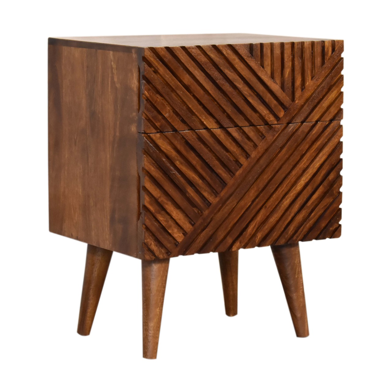 Solid Mango Wood Chestnut Finished Lille 2 Drawer Bedside - Image 3