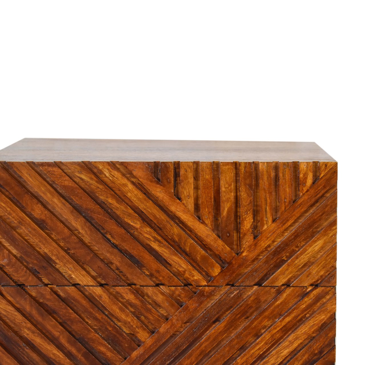 Solid Mango Wood Chestnut Finished Lille 2 Drawer Bedside - Image 4