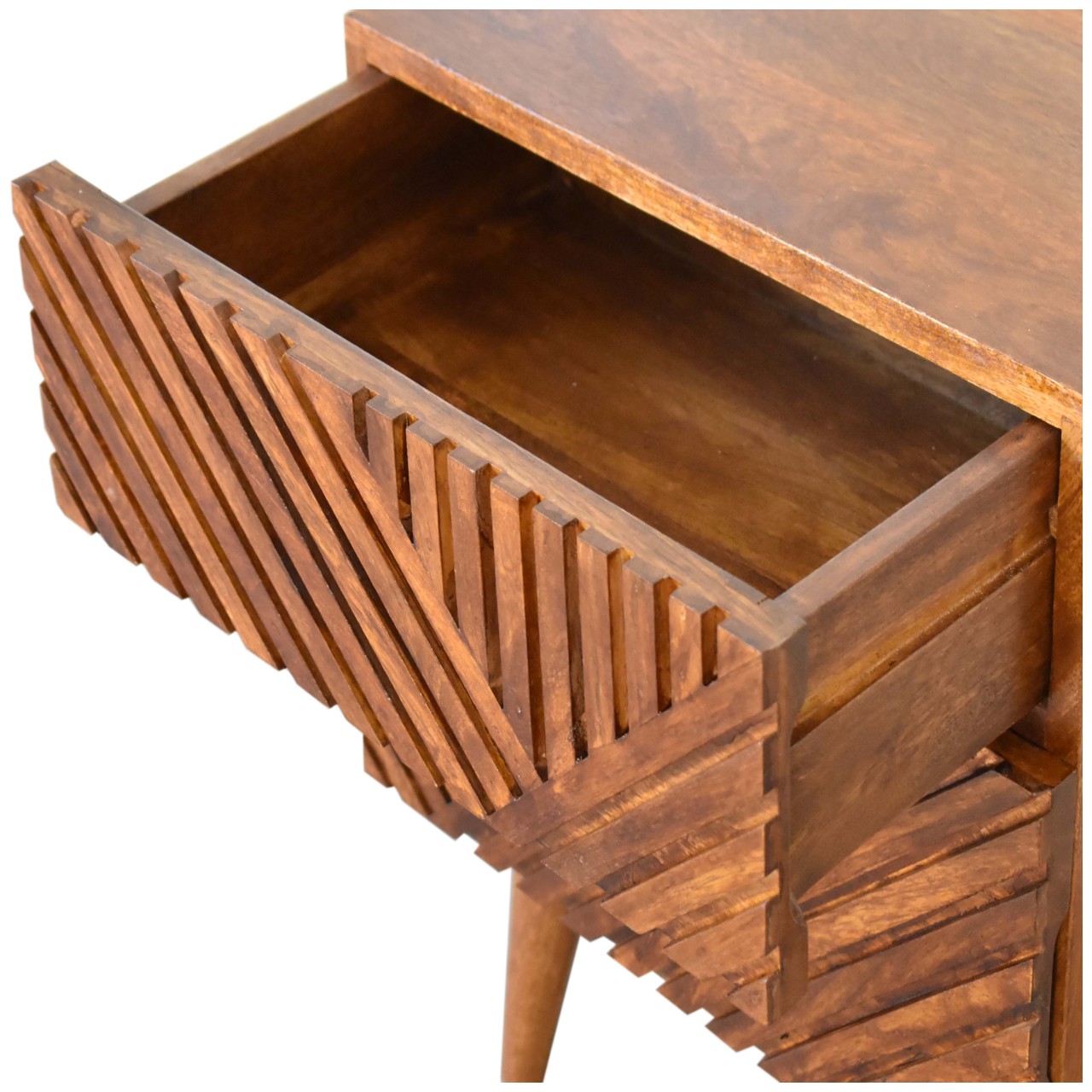 Solid Mango Wood Chestnut Finished Lille 2 Drawer Bedside - Image 6