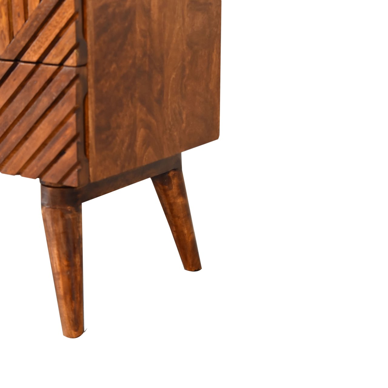 Solid Mango Wood Chestnut Finished 2 Drawer Lille Geometric Pattern Media Unit - Image 7