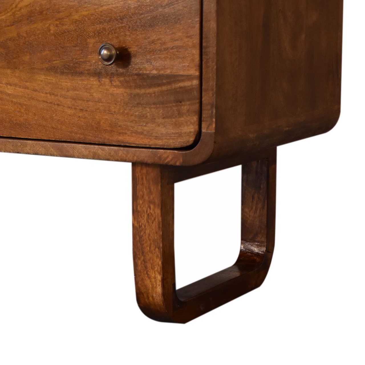 Solid Mango Wood Chestnut Finished 3 Drawer Curved Chest with 'U' Shaped Legs - Image 7
