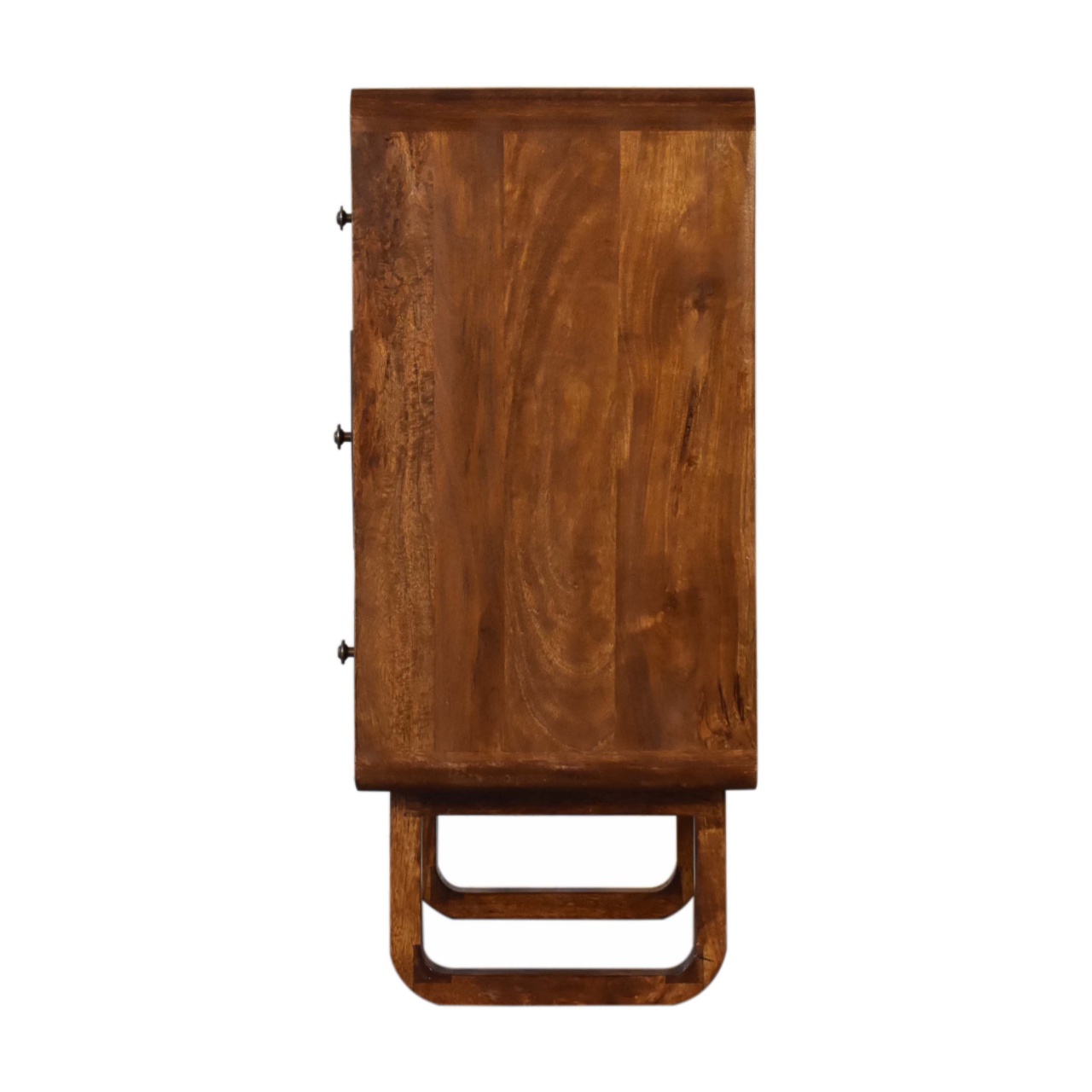 Solid Mango Wood Chestnut Finished 3 Drawer Curved Chest with 'U' Shaped Legs - Image 8