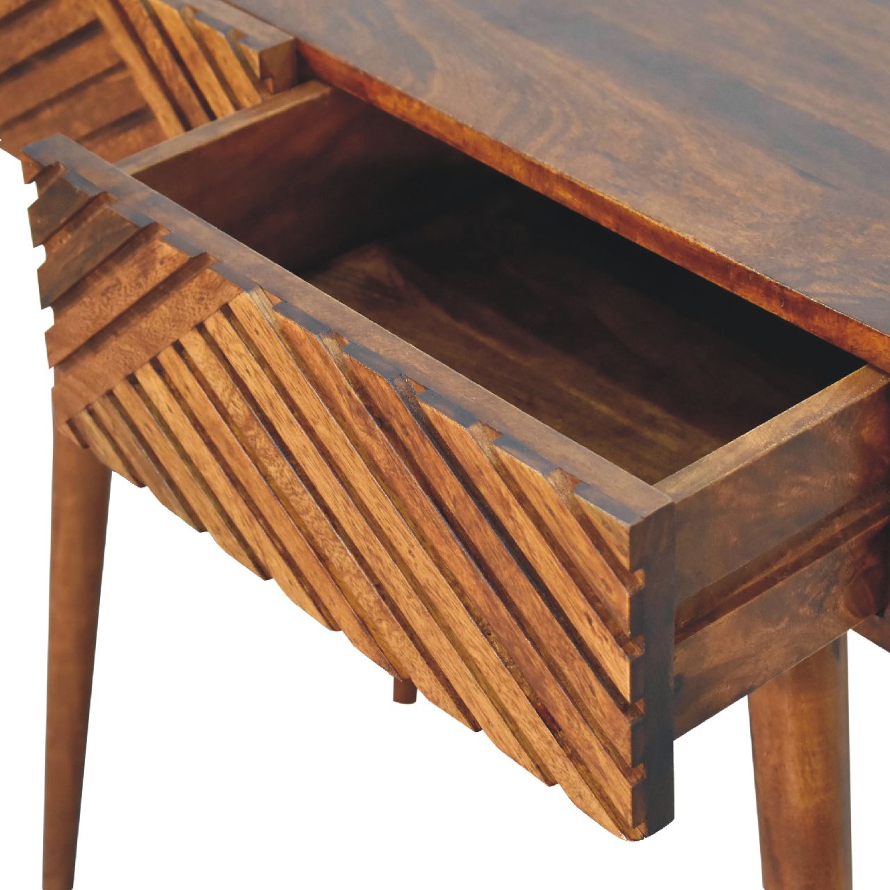 Solid Mango Wood Chestnut Finished 2 Drawer Lille Console Table - Image 6
