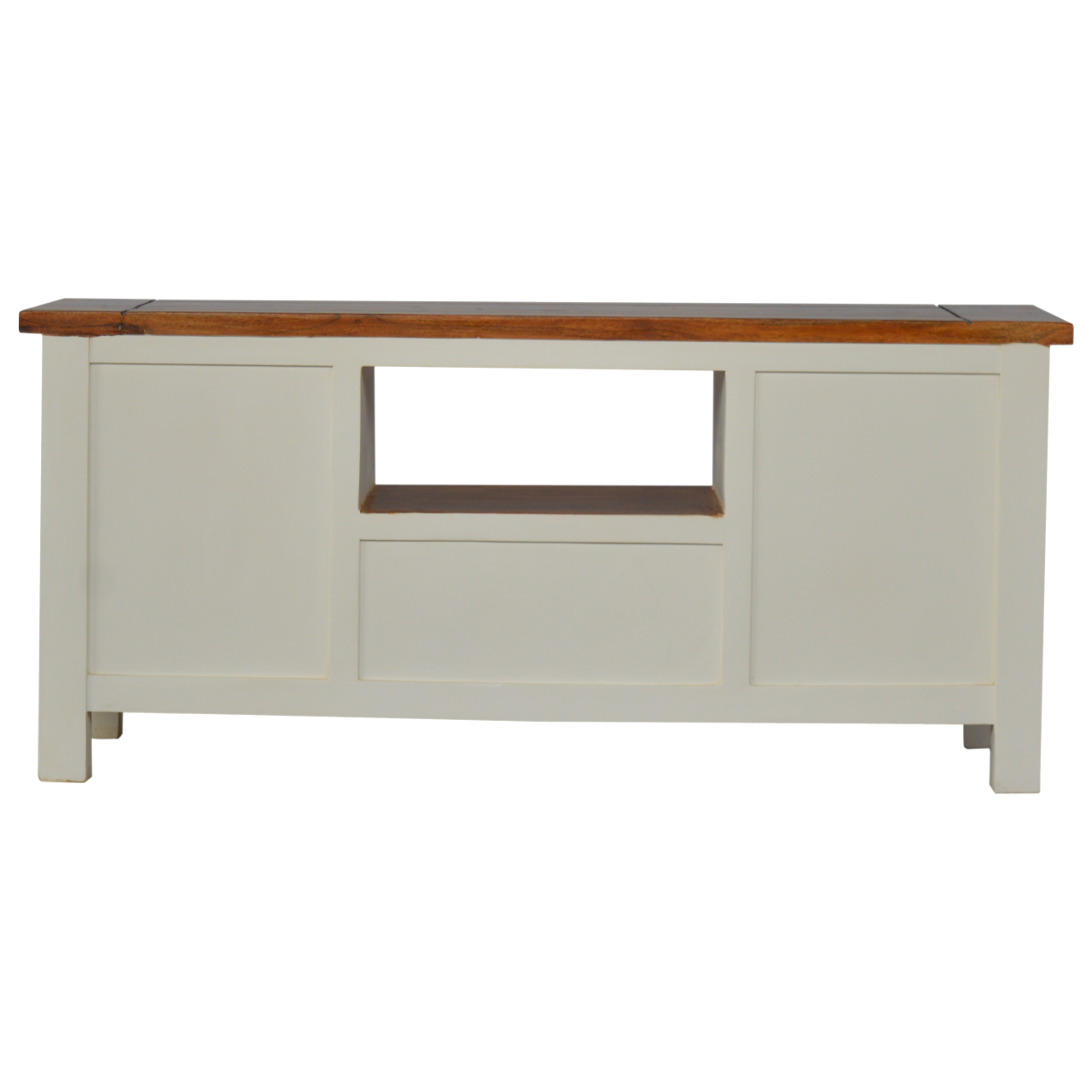 Solid Mango Wood Chestnut Finished Two Tone Top 1 Drawer 2 Doors Country Media Unit - Image 7