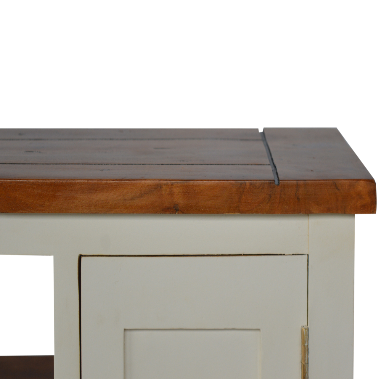 Solid Mango Wood Chestnut Finished Two Tone Top 1 Drawer 2 Doors Country Media Unit - Image 8