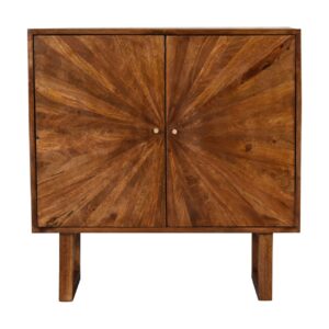 Solid Mango Wood Chestnut Finished 2 Door Sunrise Cabinet with 'U' Shaped Legs