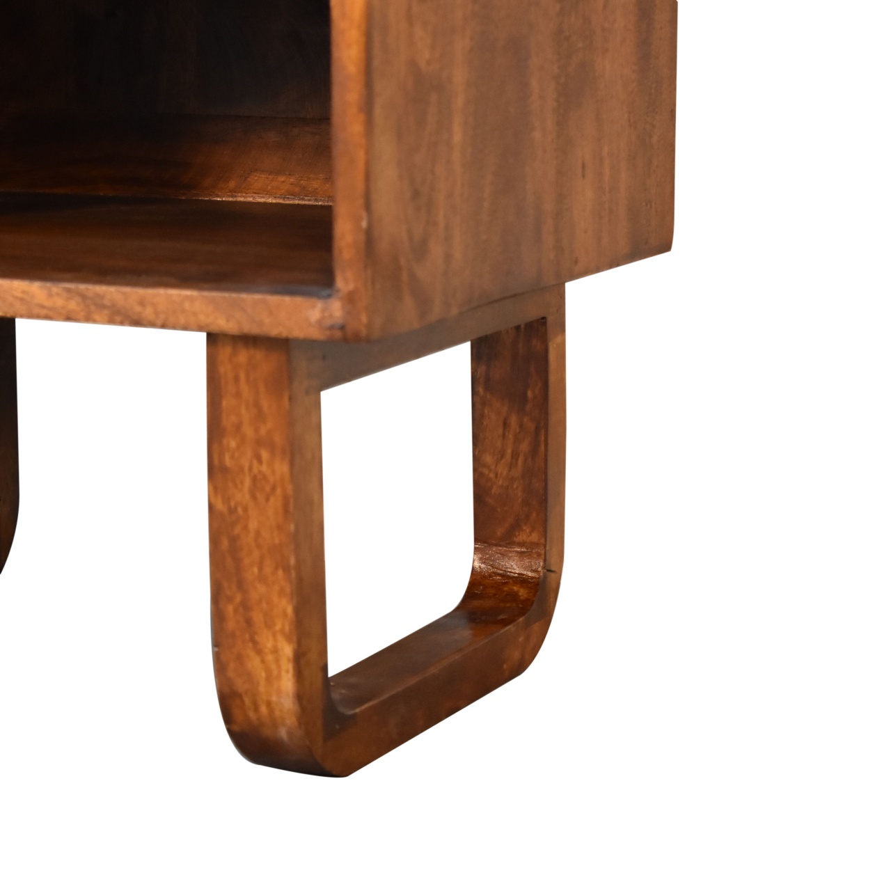 Solid Mango Wood Chestnut Finished 1 Drawer Sunrise Open Bedside - Image 7