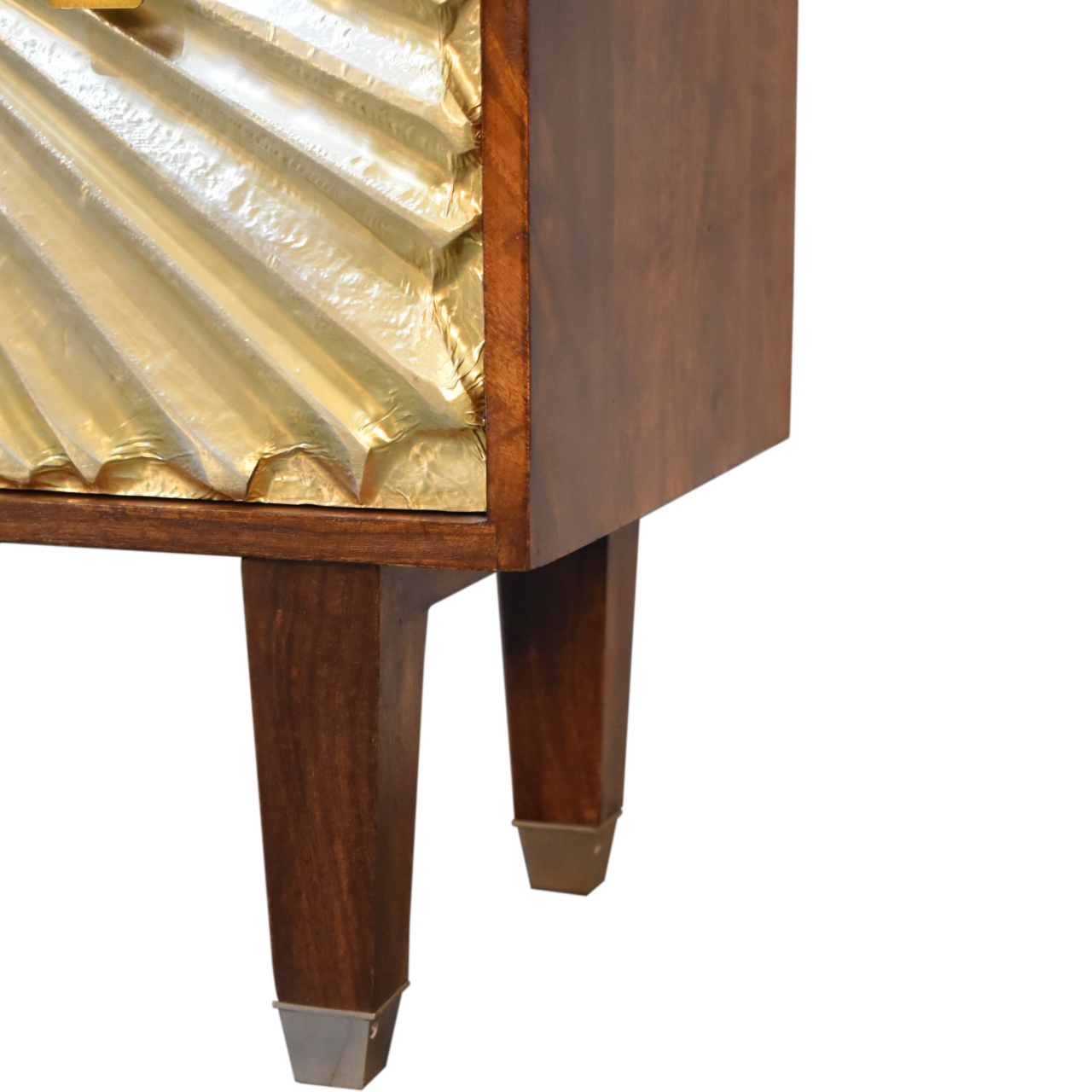 Solid Mango Wood Chestnut Finished 3 Drawer Manila Gold Tapered Chest - Image 7