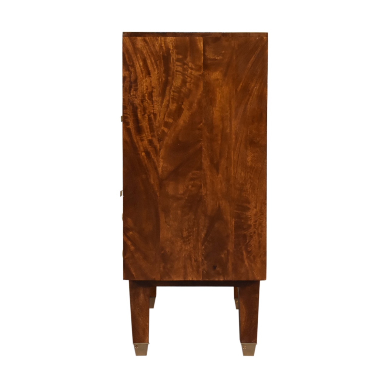 Solid Mango Wood Chestnut Finished 3 Drawer Manila Gold Tapered Chest - Image 8