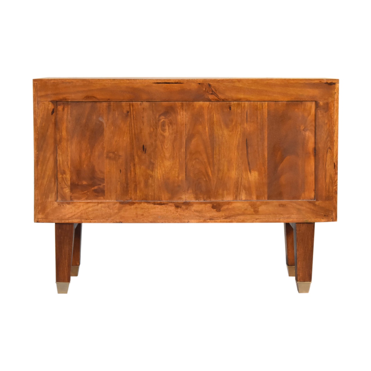 Solid Mango Wood Chestnut Finished 3 Drawer 1 Door Manila Gold Sunburst Sideboard - Image 9